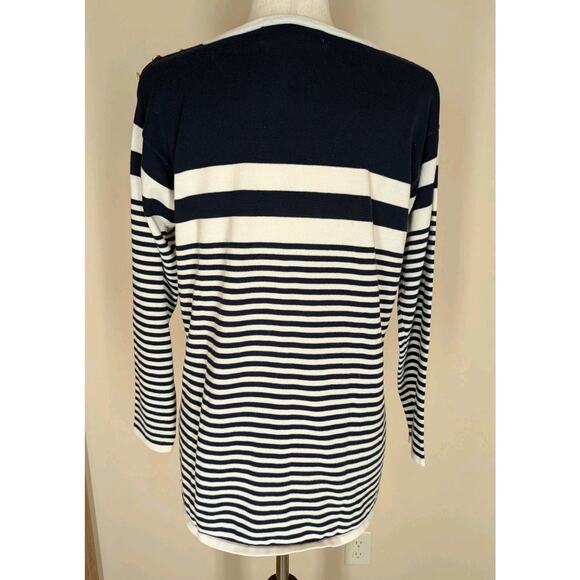Vintage Norton Studio Sweater Women's Small Navy White Breton Striped Nautical - Picture 5 of 9